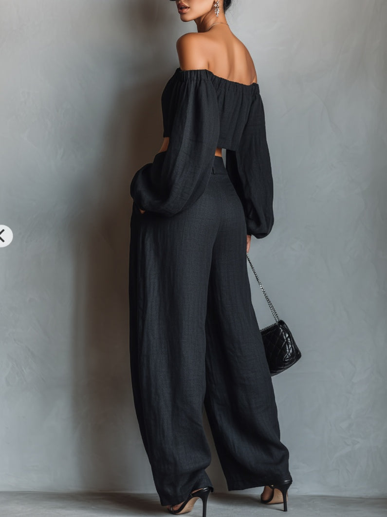 Tess | Off-the-Shoulder Set with Wide Trousers