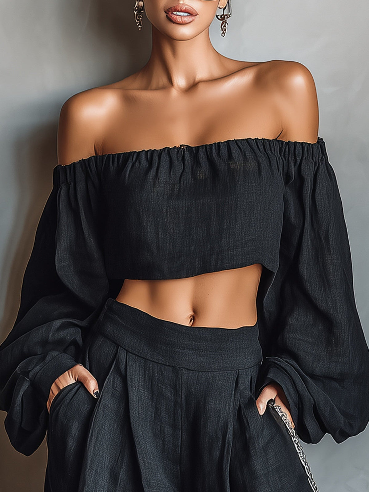 Tess | Off-the-Shoulder Set with Wide Trousers