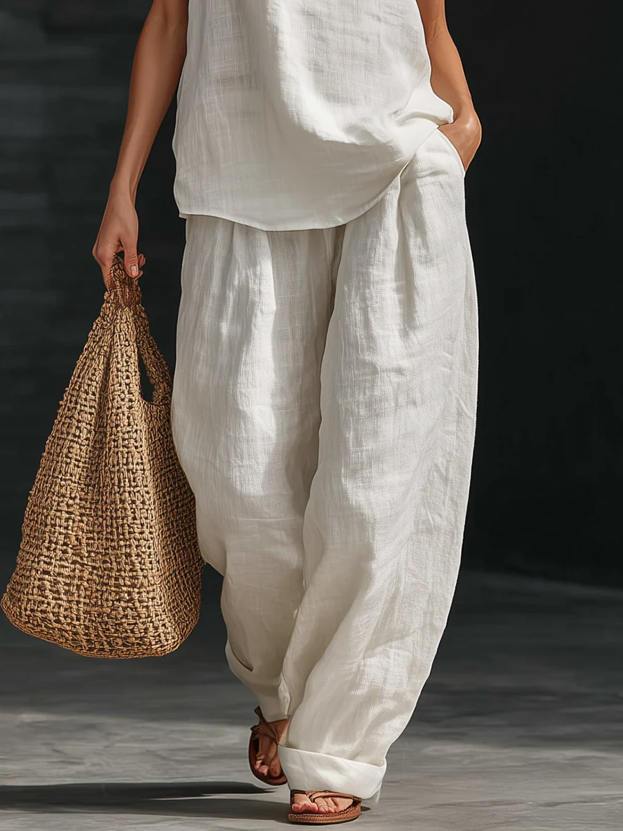 Zoë | Sleeveless Set with Wide Leg Trousers