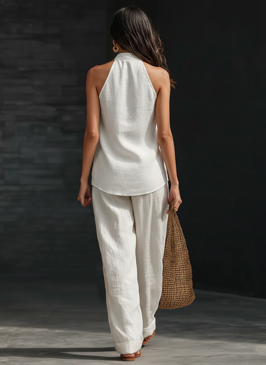 Zoë | Sleeveless Set with Wide Leg Trousers