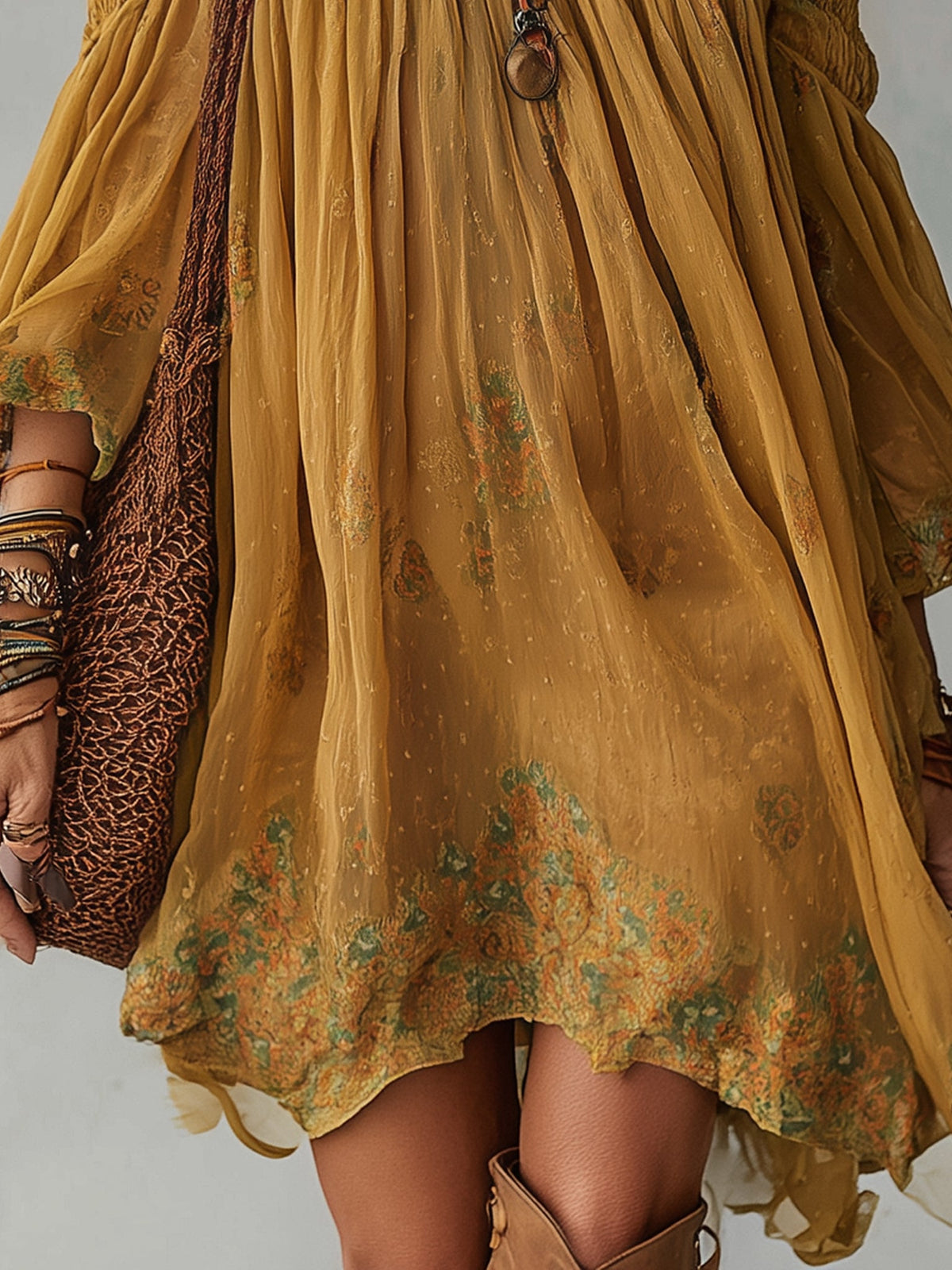 Daffodil | Mini Floral Yellow Dress, Off-Shoulder