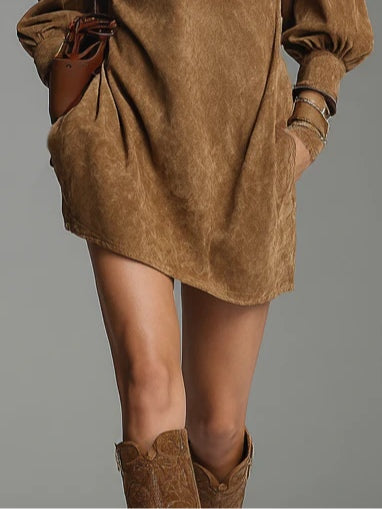 Lucienne | Loose Fit Suede Dress with Zip