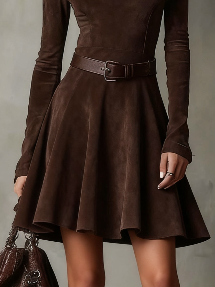 Noémie | Dark Brown Vintage Suede Mini Dress