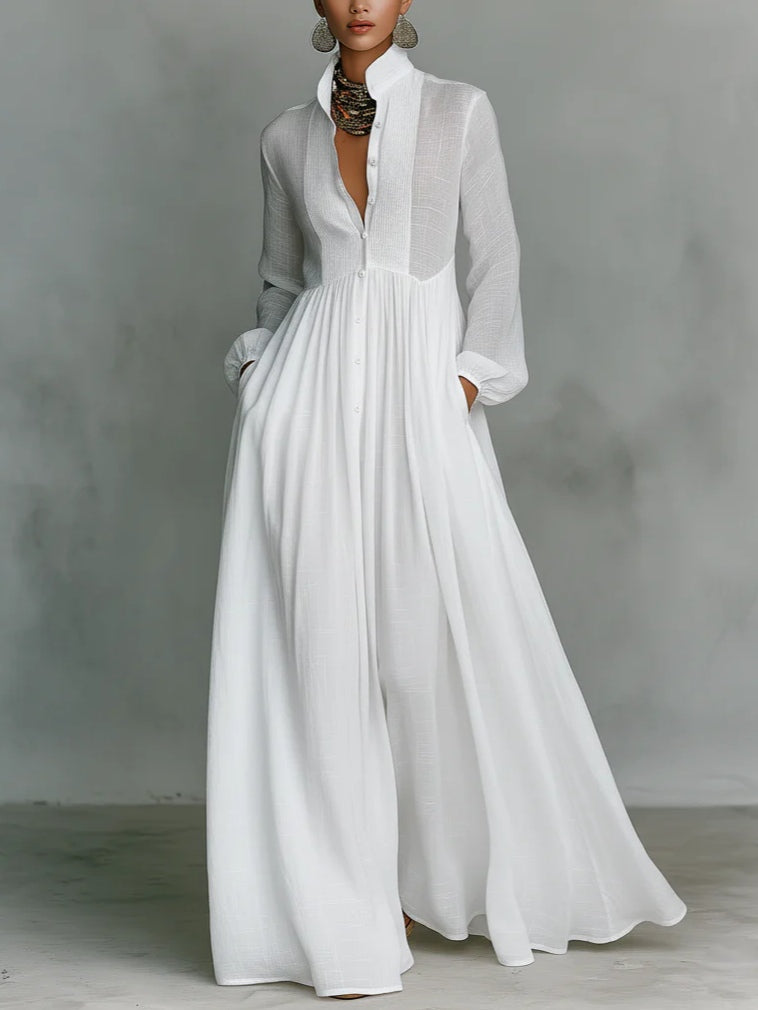 Léonie | Minimalist Maxi Dress with High Neck