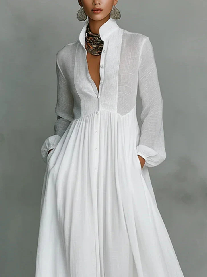 Alma Timeless Maxi Dress with Elegant Neckline