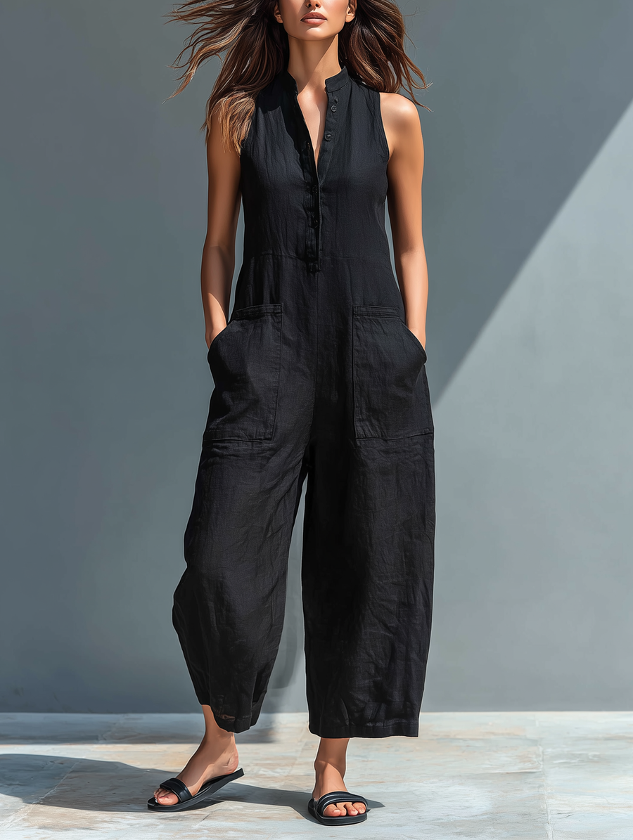Silvia - Minimalist Sleeveless Dungarees