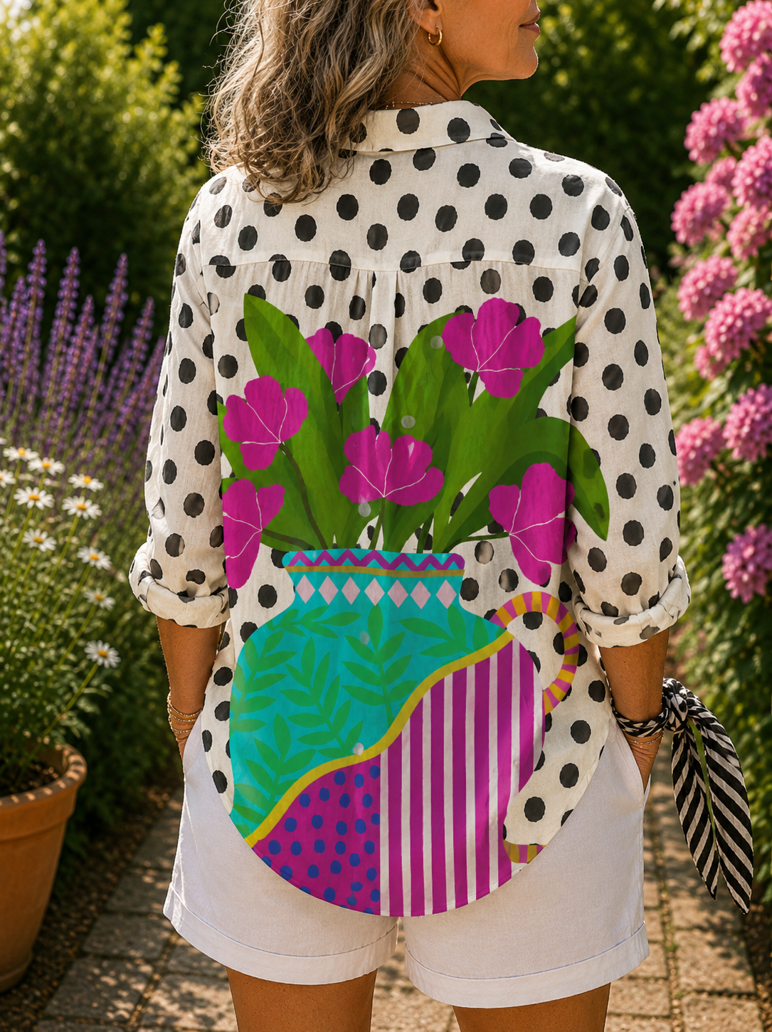 Amara blouse with vase print