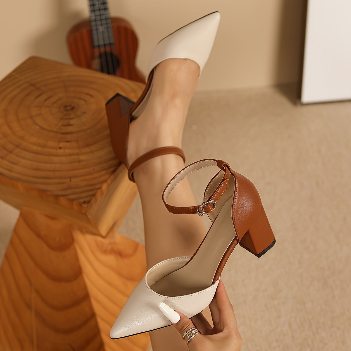 Marielle | Elegant Two-Tone Strap Heels