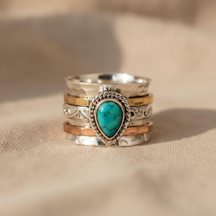 Azzurra statement ring with oval turquoise