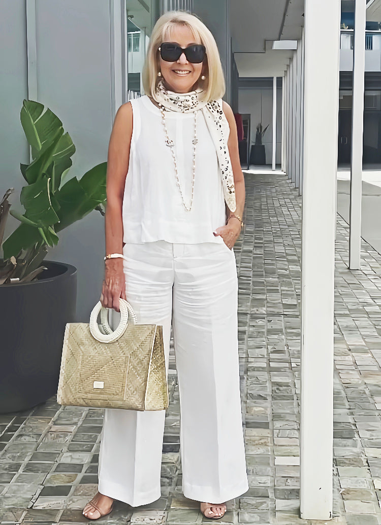 Trinidad™ | White Blouse and Wide-Leg Trouser Set