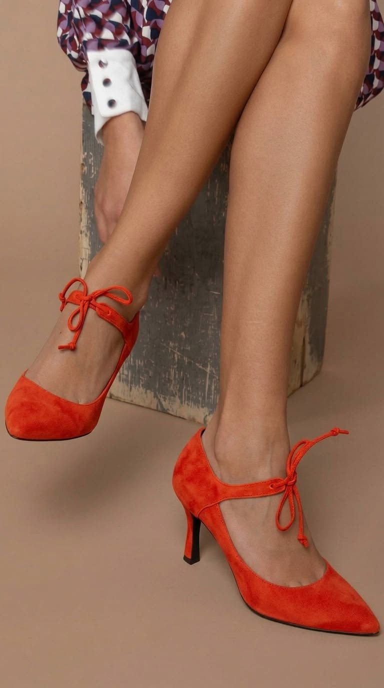Suede court shoes with pointed toe, bow and medium heel