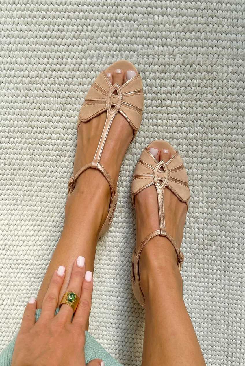 Retro Peep Toe Sandals with T Strap