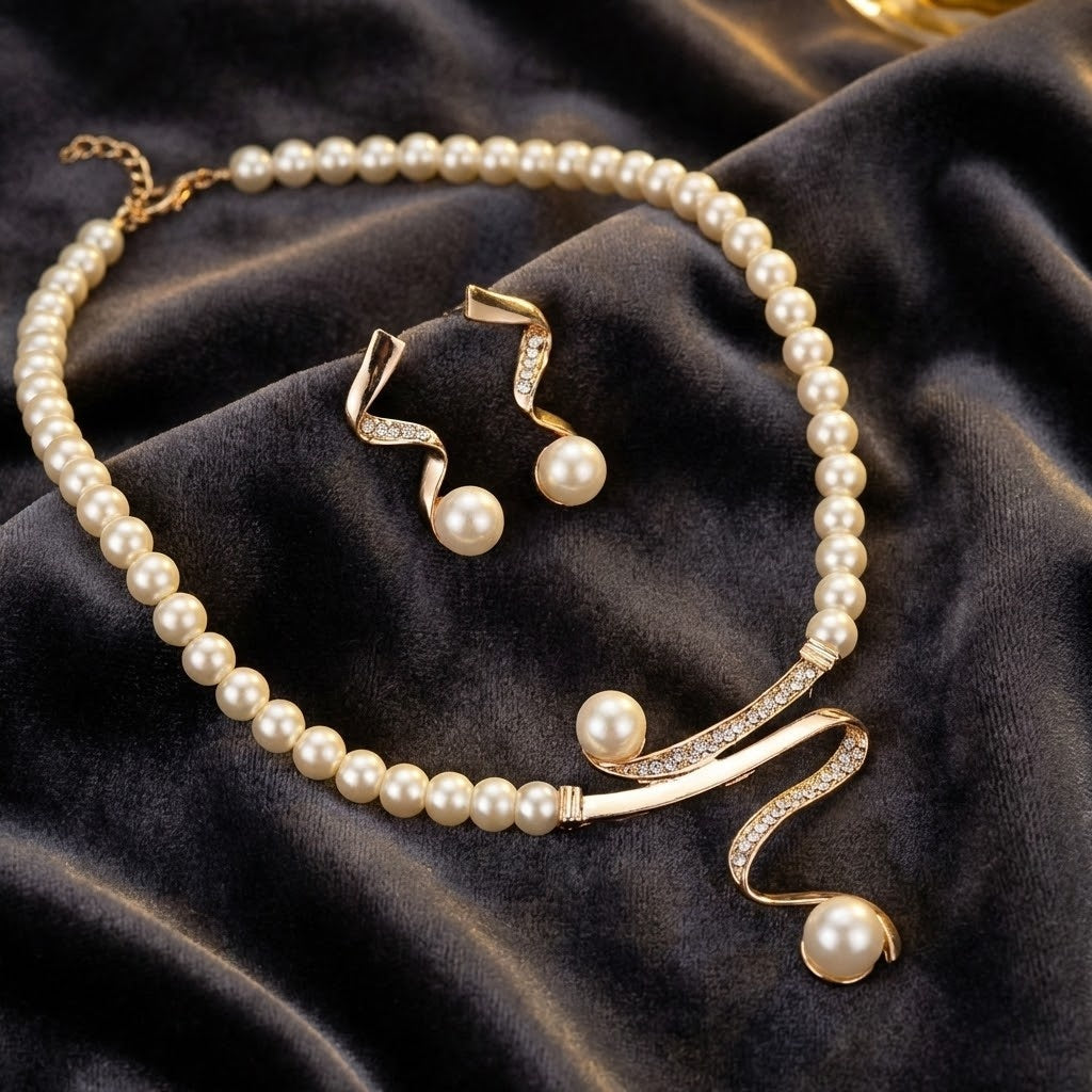 Elegant jewellery set with pearls