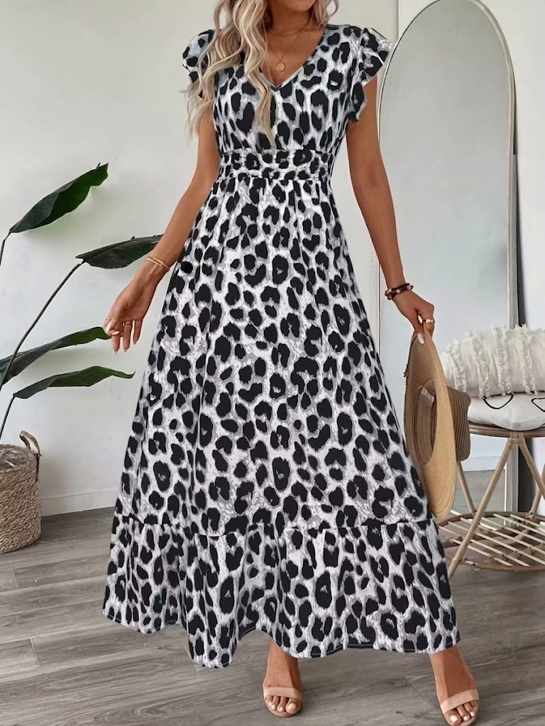 Candela | Baroque Maxi Dress with V-Neck