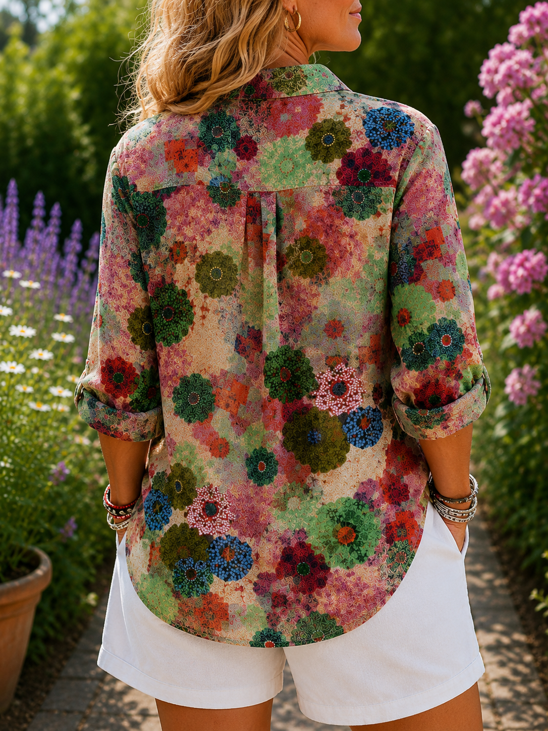 Grace blouse with patchwork floral print