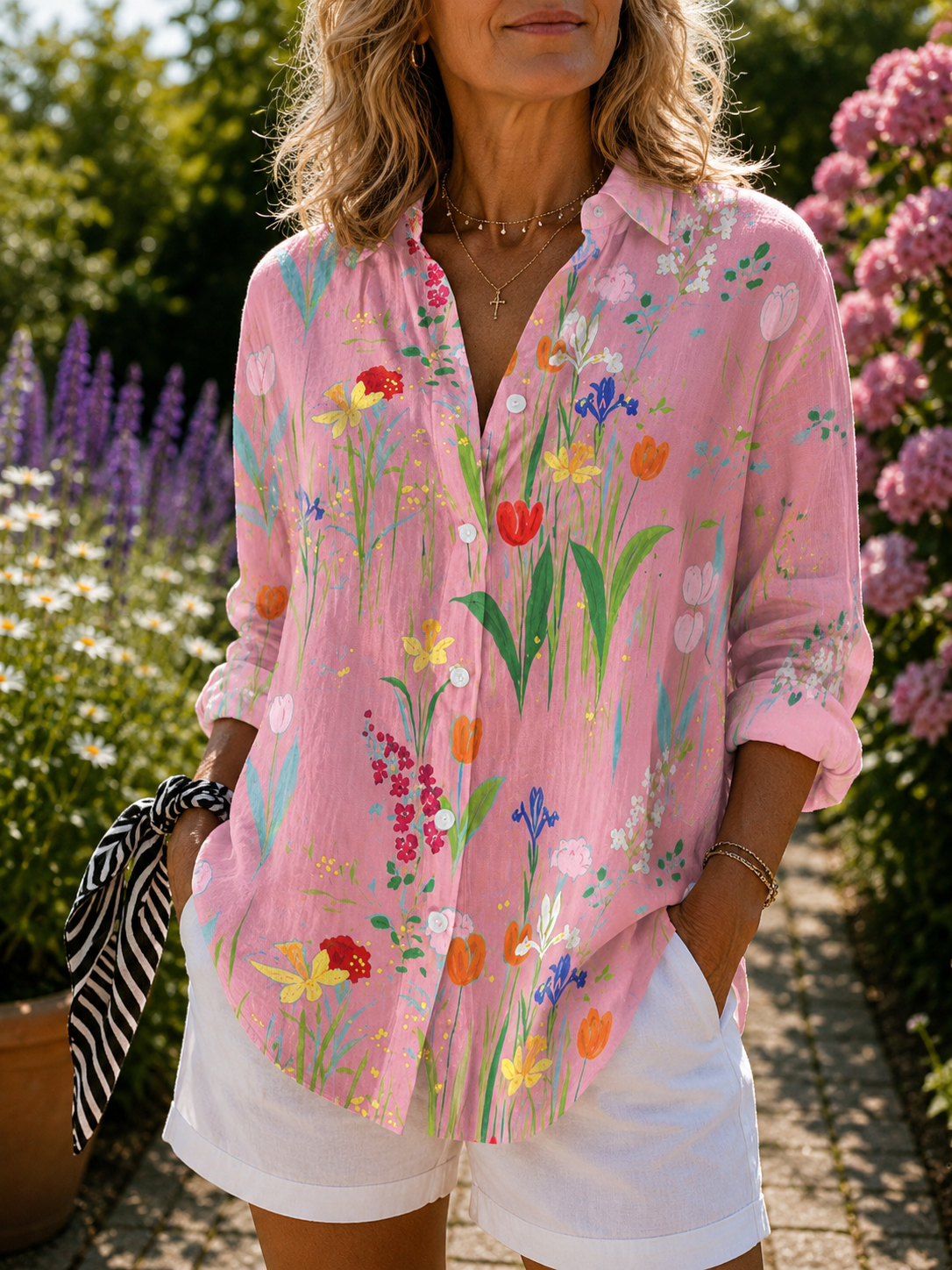 Fiona blouse with spring garden print