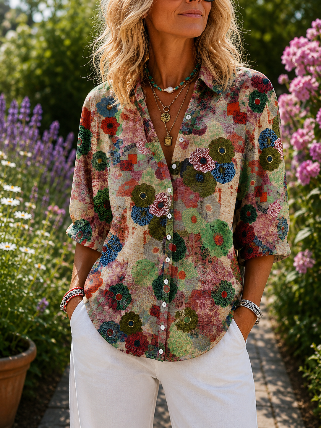 Grace blouse with patchwork floral print