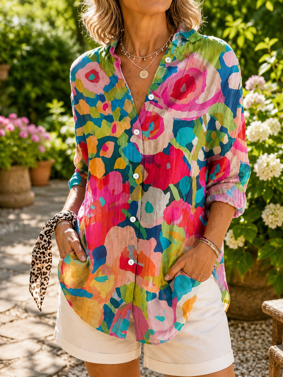 Deliane blouse with colourful print