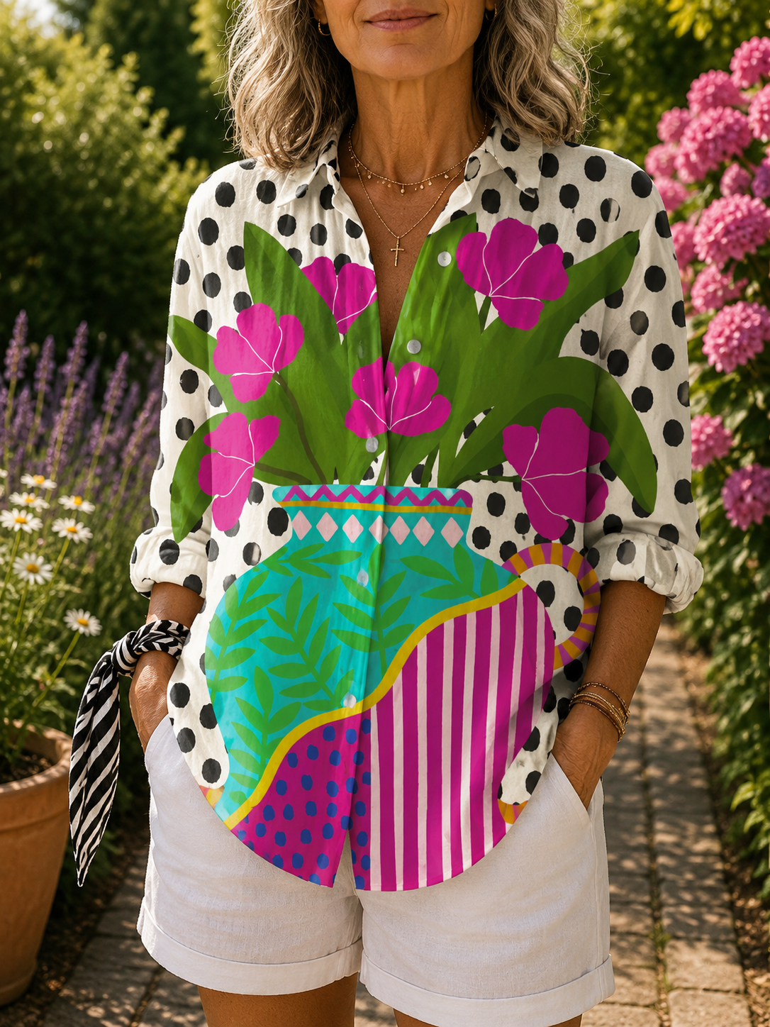 Amara blouse with vase print