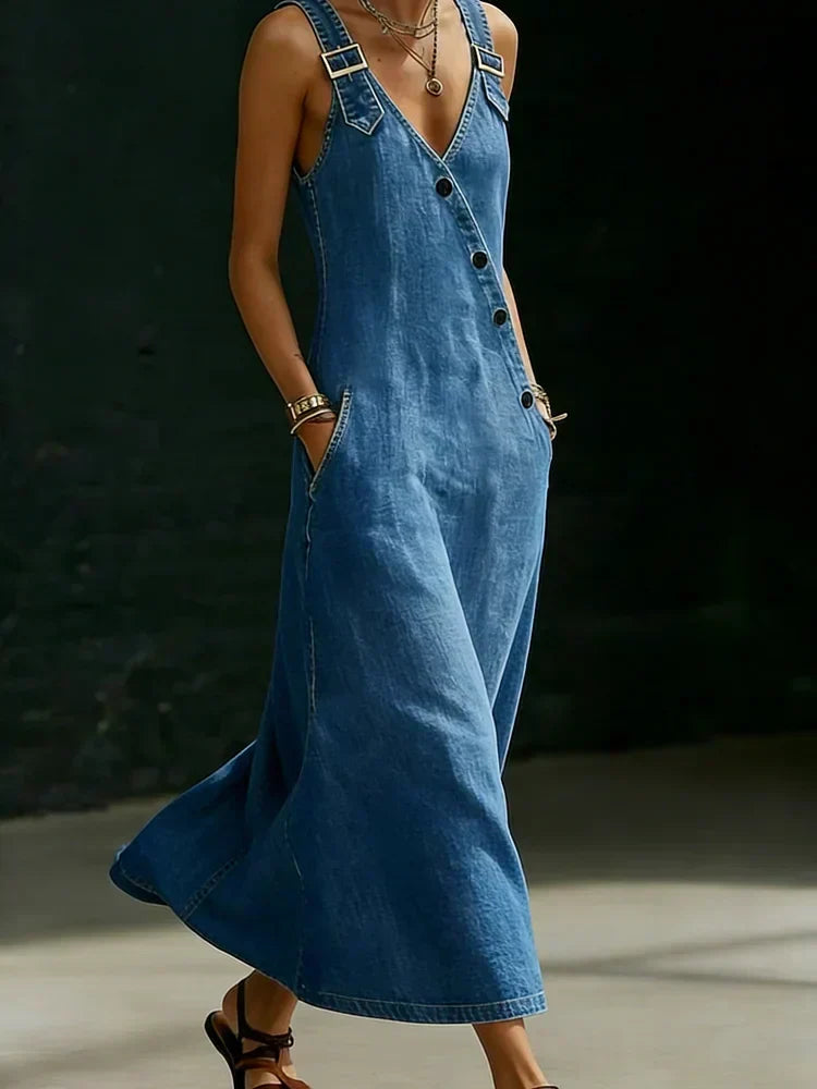 Vera Long Dress with Buttons