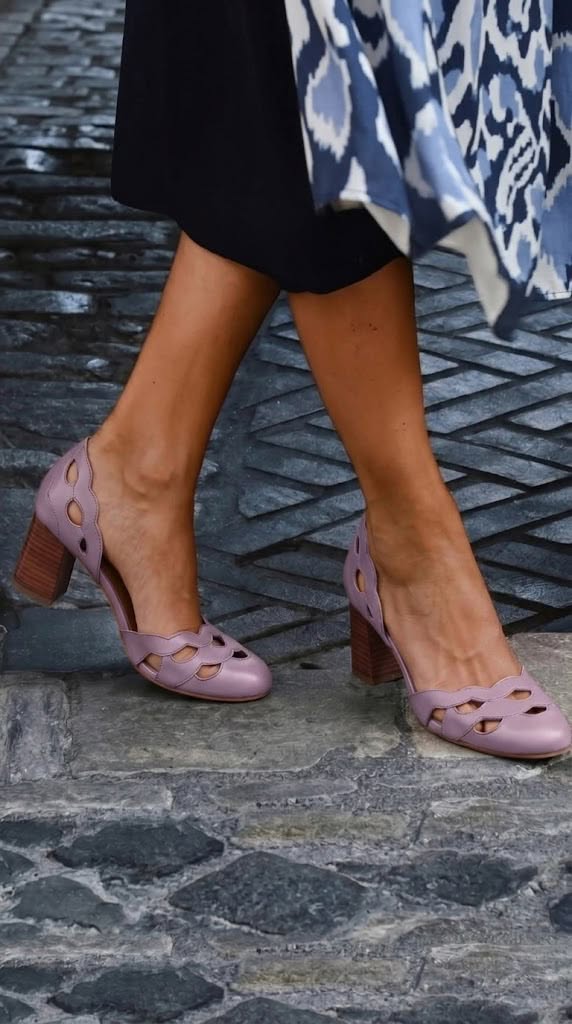 Chunky Cut-Out Scalloped Block Heels