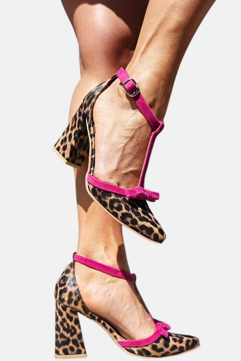 Leontina | Green Leopard Print Sandals with Colourful Accent