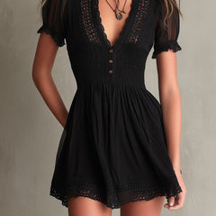 Classic Muse | Smocked Black Mini Dress