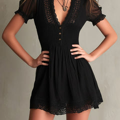 Classic Muse | Smocked Black Mini Dress