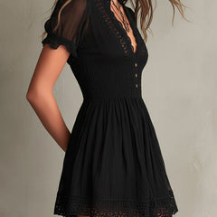 Classic Muse | Smocked Black Mini Dress