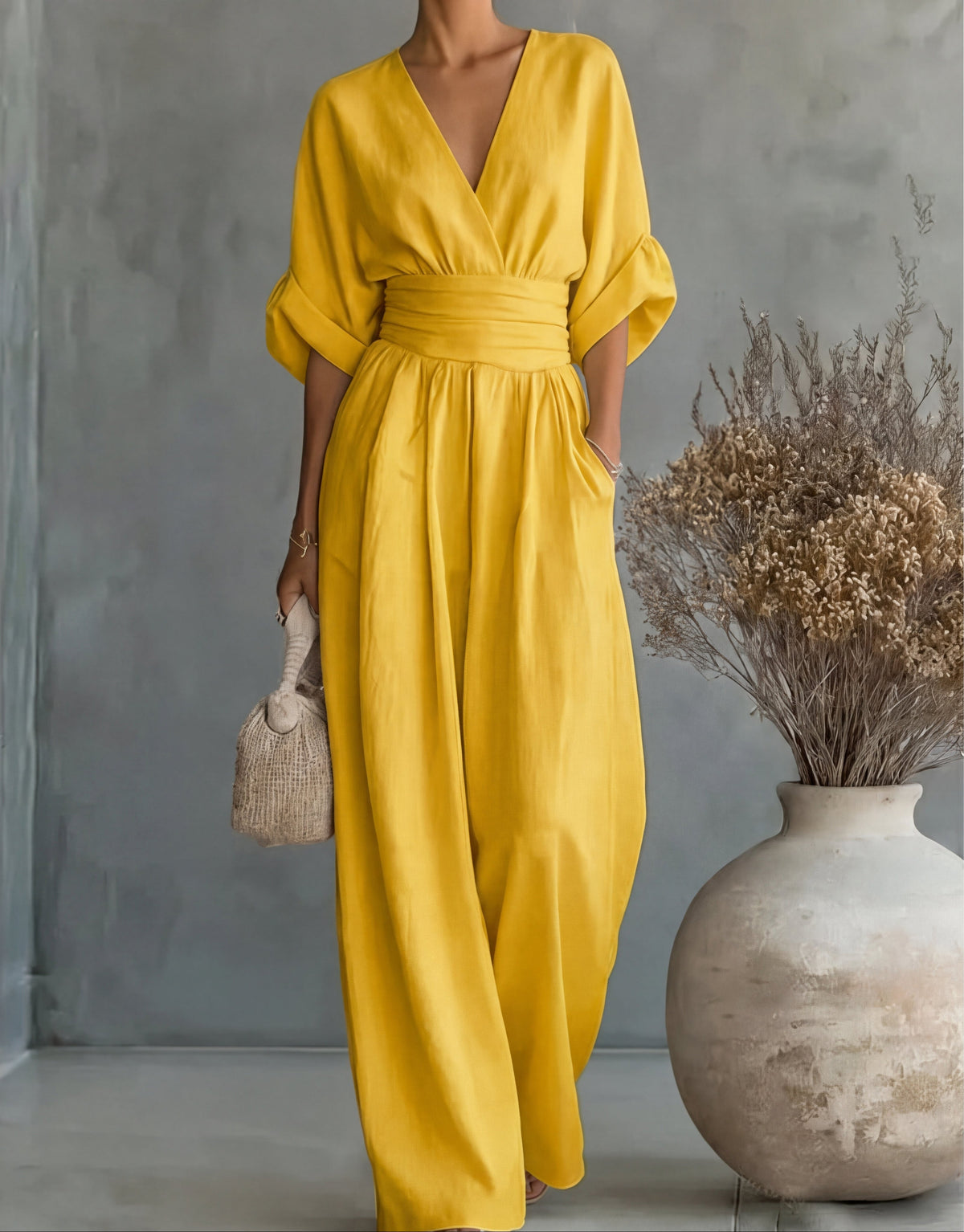 Daniela | Elegant V-neck Jumpsuit with Wide Leg