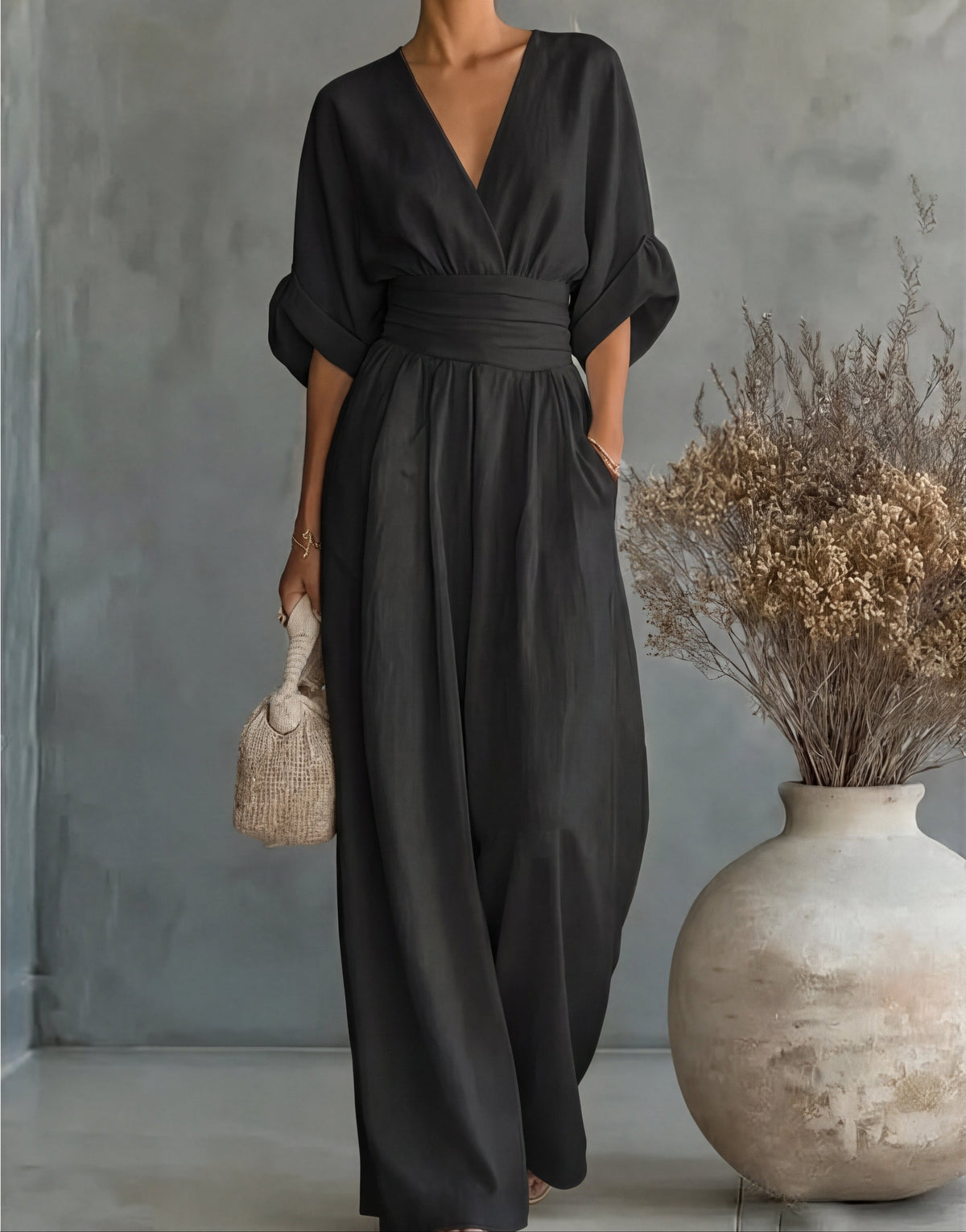 Daniela | Elegant V-neck Jumpsuit with Wide Leg