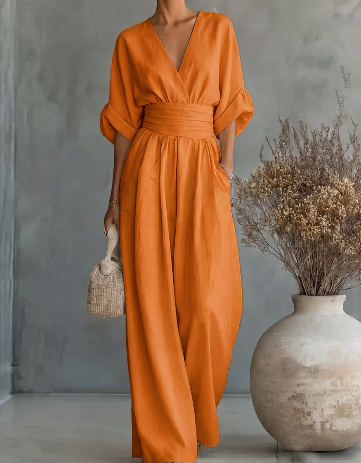 Daniela | Elegant V-neck Jumpsuit with Wide Leg