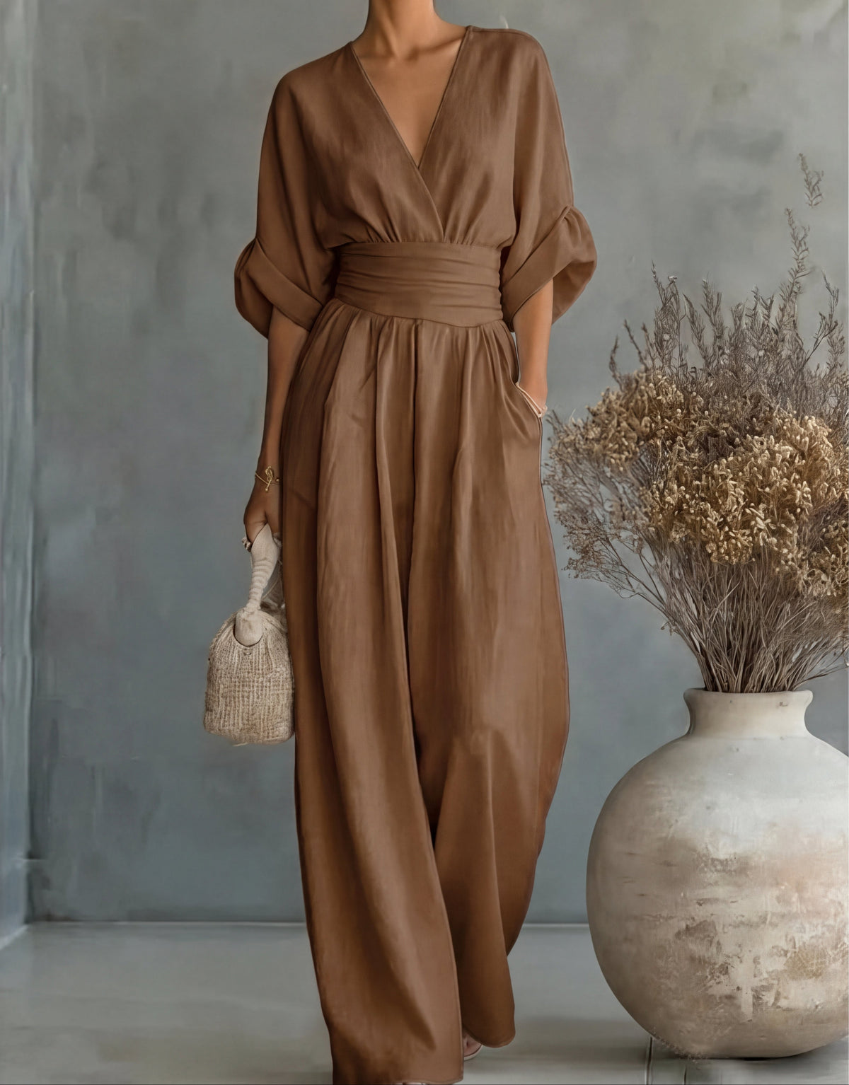 Daniela | Elegant V-neck Jumpsuit with Wide Leg