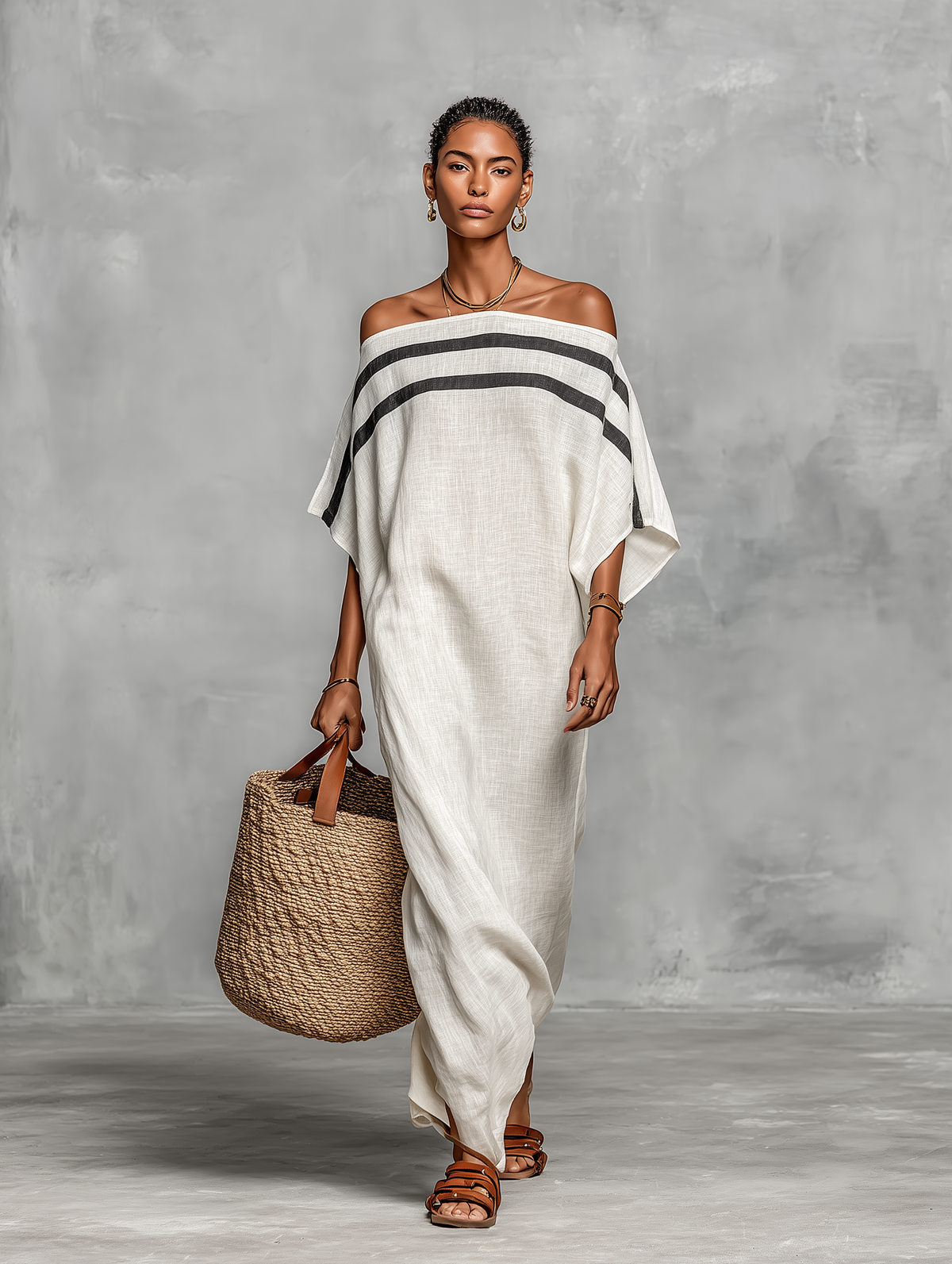 Viola - Minimalist Maxi Dress with Off-Shoulder Straps