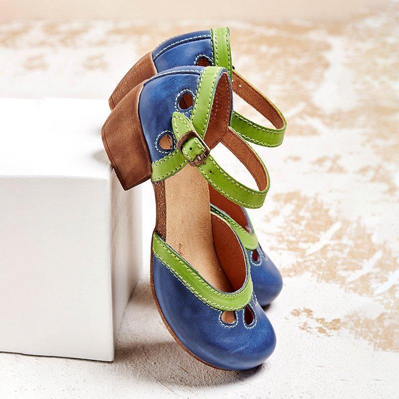 Orthotic Sandals with Wear | Cut-Out Mary Jane Block Heels