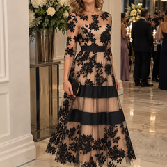 Adeline Floral Midi Evening Dress