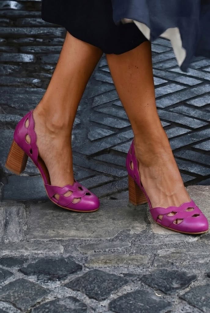 Chunky Cut-Out Scalloped Block Heels