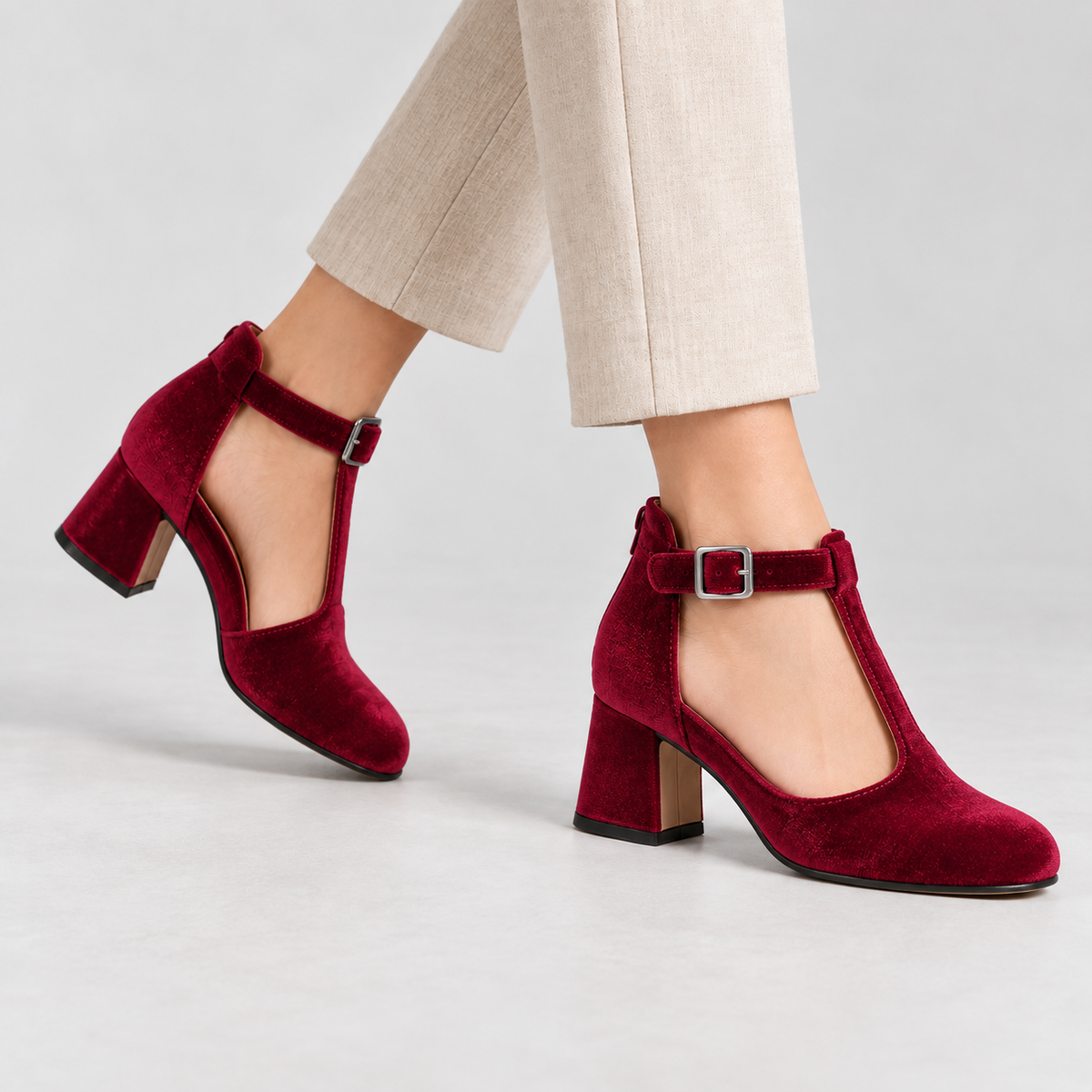Amelie Women's Soft Mary Jane Pumps, T-Bar Buckle