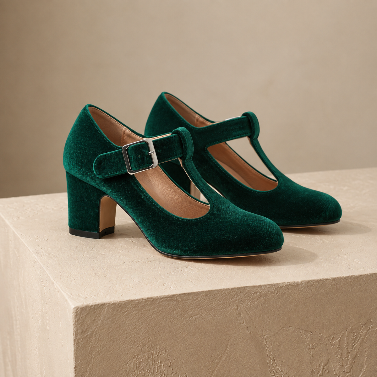 Amelie Women's Soft Mary Jane Pumps, T-Bar Buckle