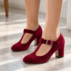 Amelie Women's Soft Mary Jane Pumps, T-Bar Buckle