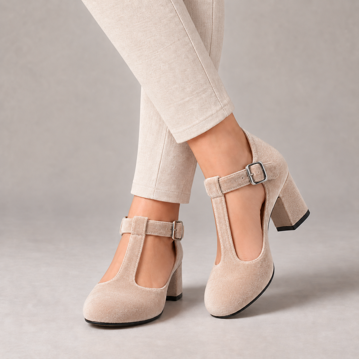 Amelie Women's Soft Mary Jane Pumps, T-Bar Buckle