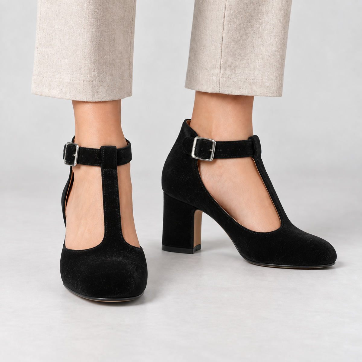 Amelie Women's Soft Mary Jane Pumps, T-Bar Buckle