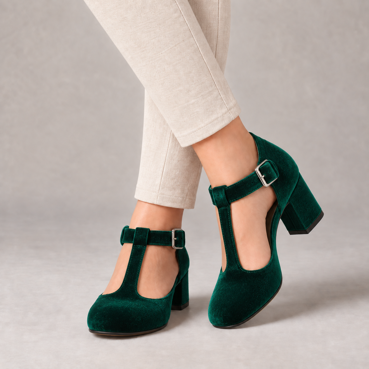Amelie Women's Soft Mary Jane Pumps, T-Bar Buckle