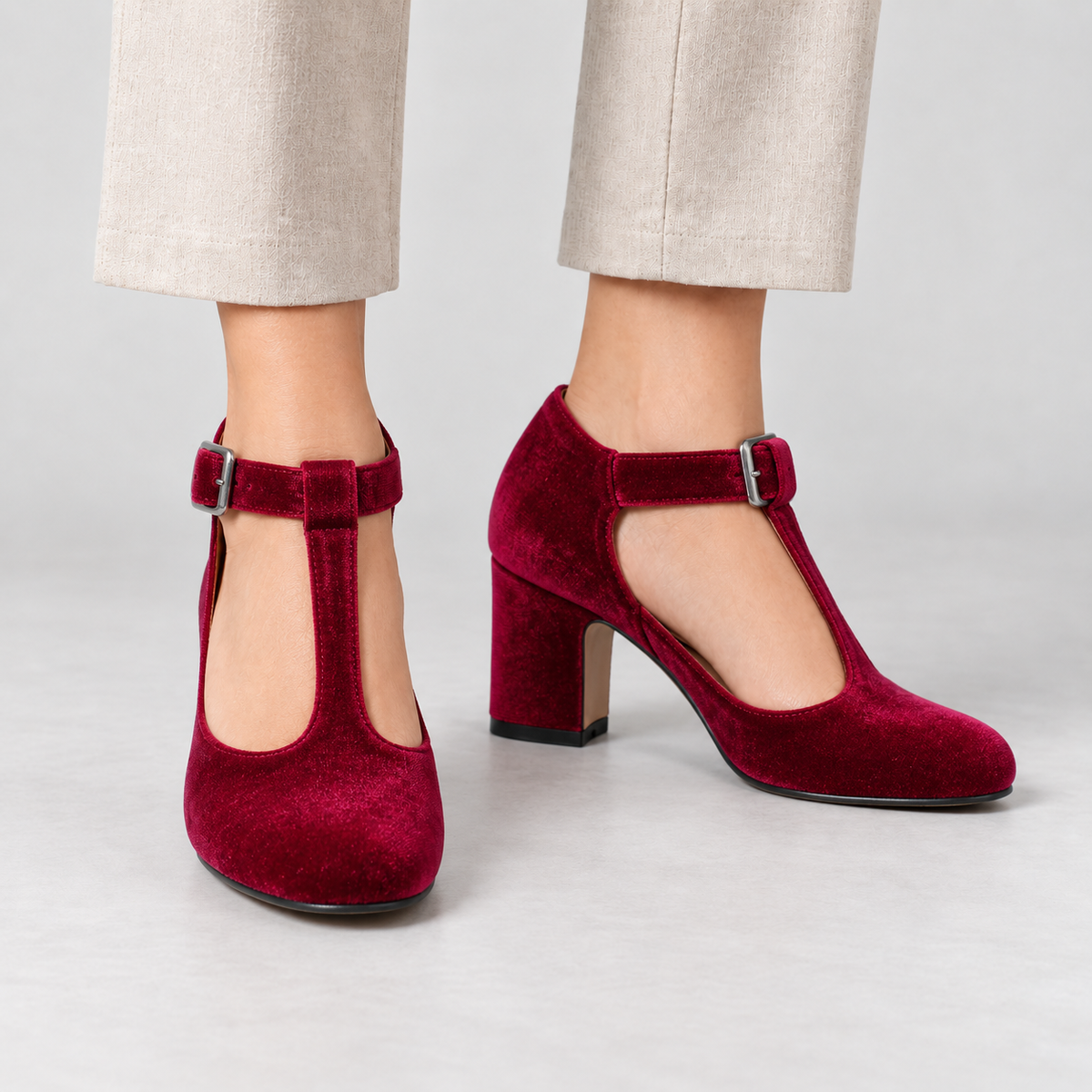 Amelie Women's Soft Mary Jane Pumps, T-Bar Buckle