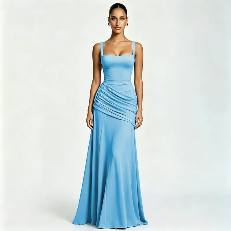 Enie | Draped Square-Neck Maxi Dress