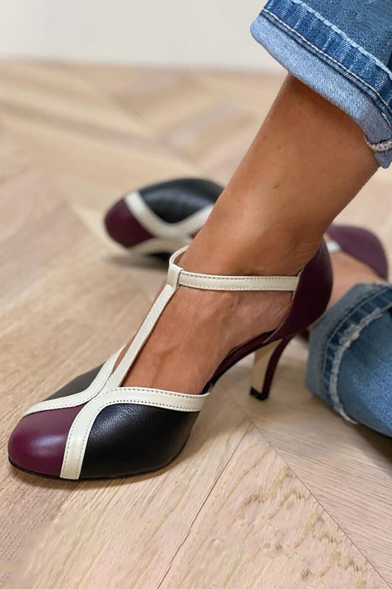 Hayley | Retro Two-Tone T-Bar Heels