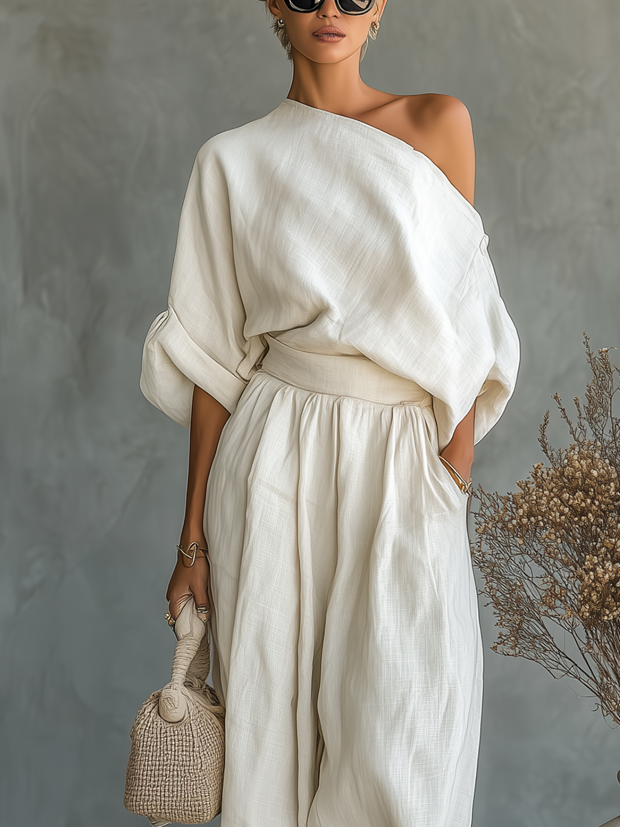 Paola - Off-Shoulder Set with Tapered Trousers
