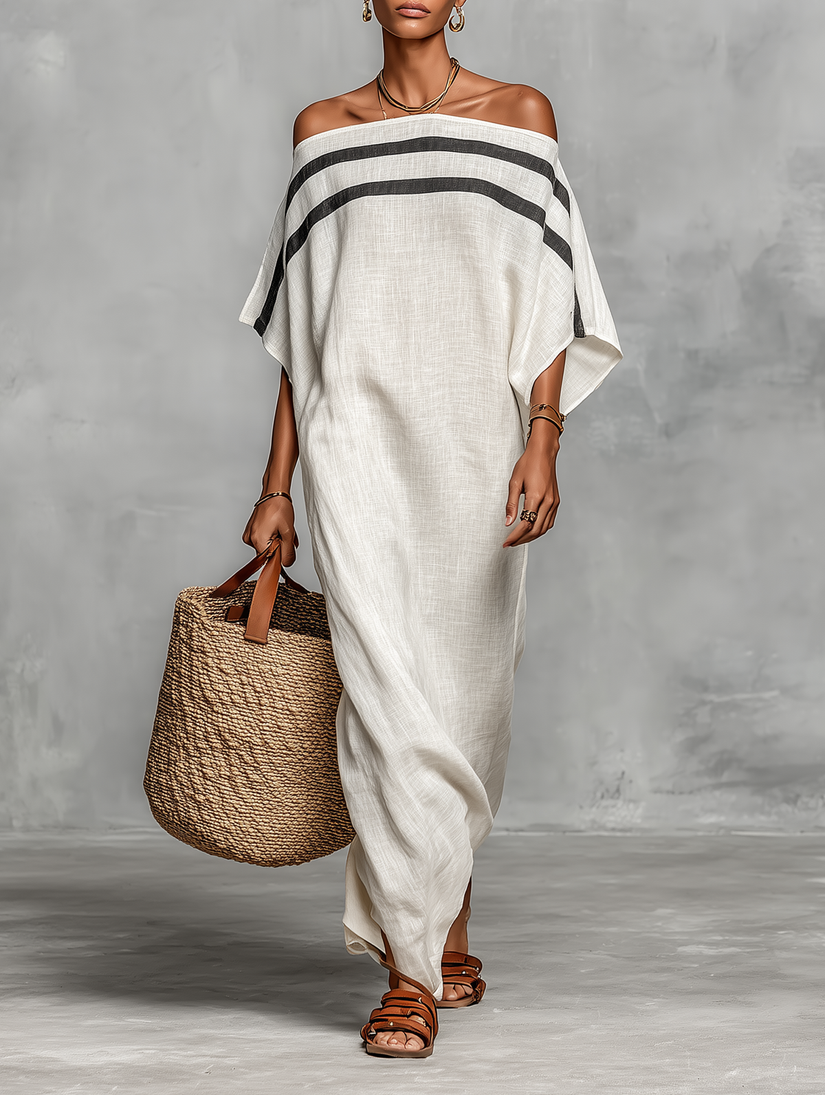 Viola - Minimalist Maxi Dress with Off-Shoulder Straps