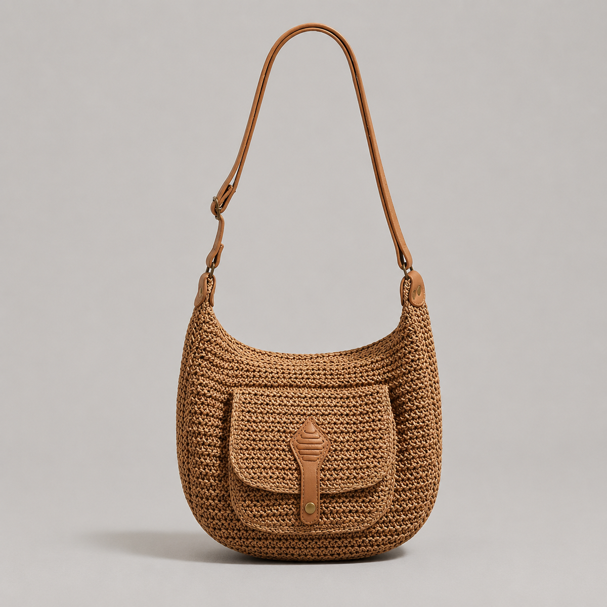 Chiara | Woven Shoulder Bag for Everyday Use in Brown