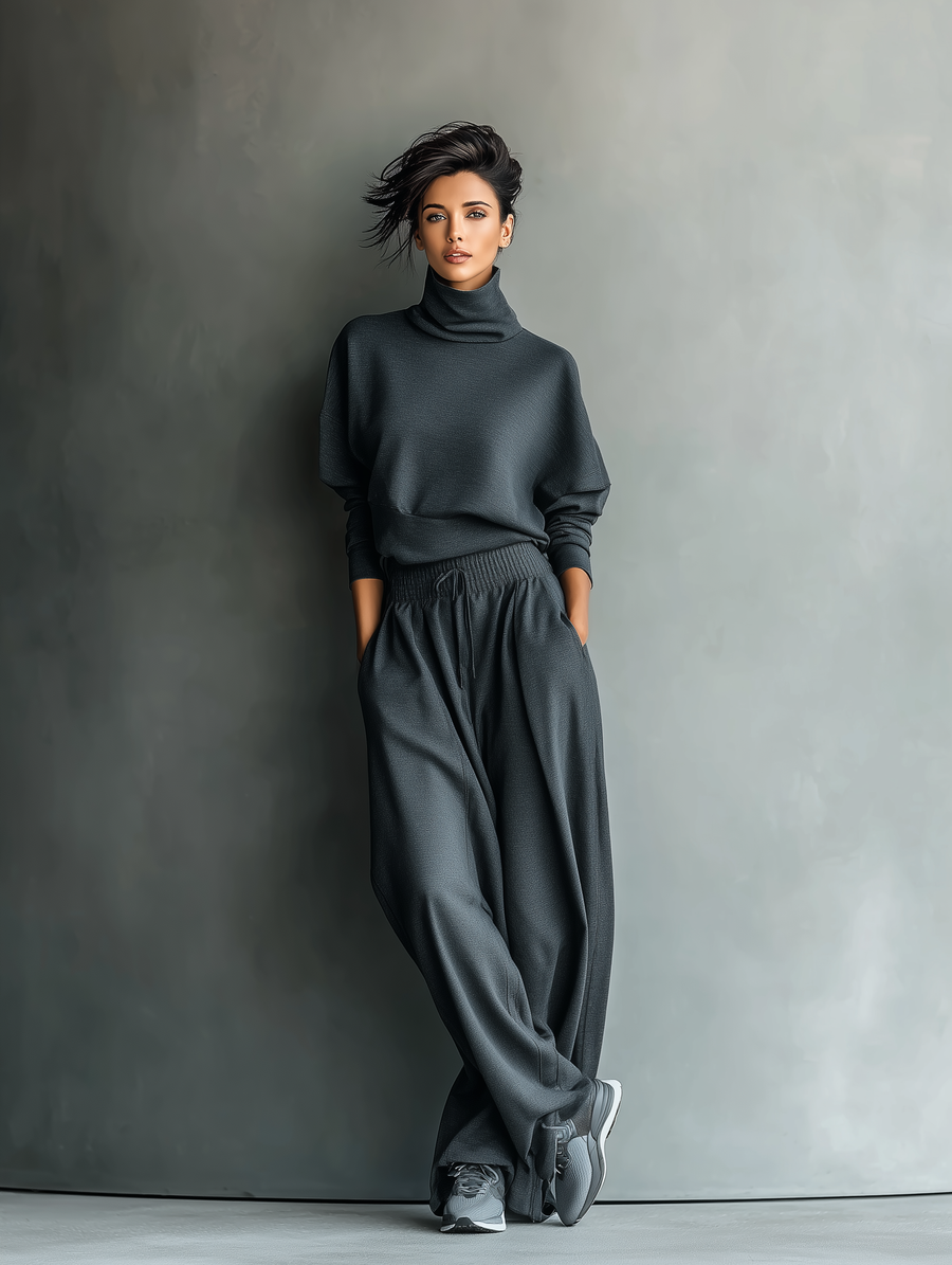 Carlotta - Knitted Set with Wide Leg Trousers